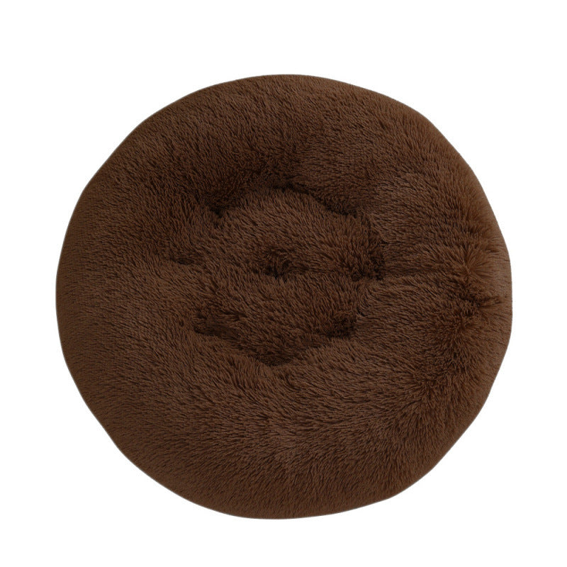 Round Plush Pet Bed Warm Sleeping Mat House