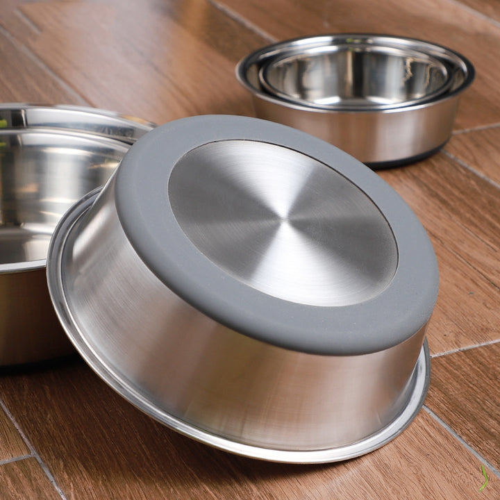 Silicone Stainless Steel Pet Feeding Bowl Durable Food Dish