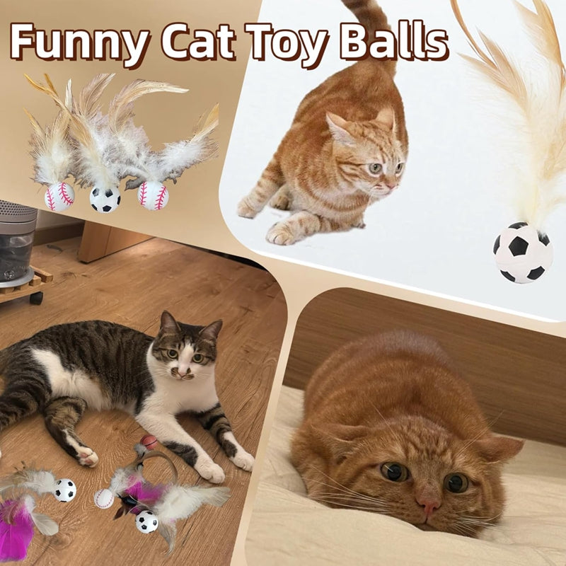 Self-Entertainment Feather Bouncy Balls Interactive Pet Toy