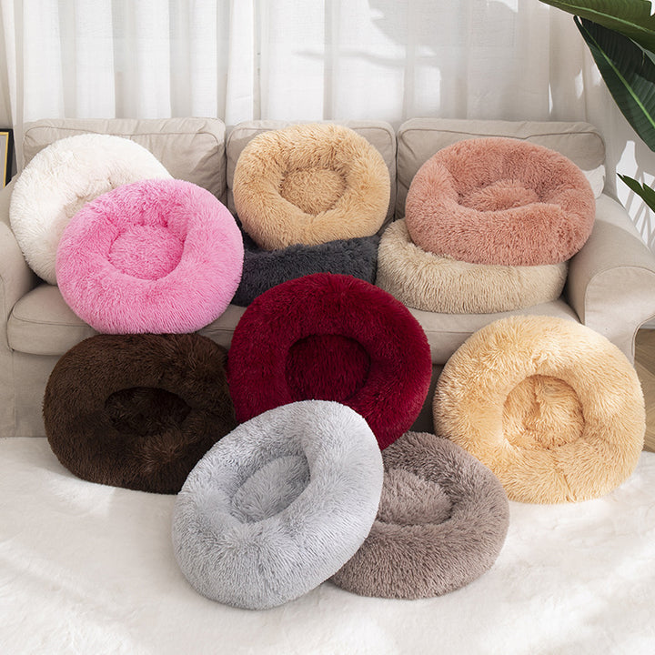 Round Cotton Pet Winter Warm Sleeping Bed Cozy Kennel Nest
