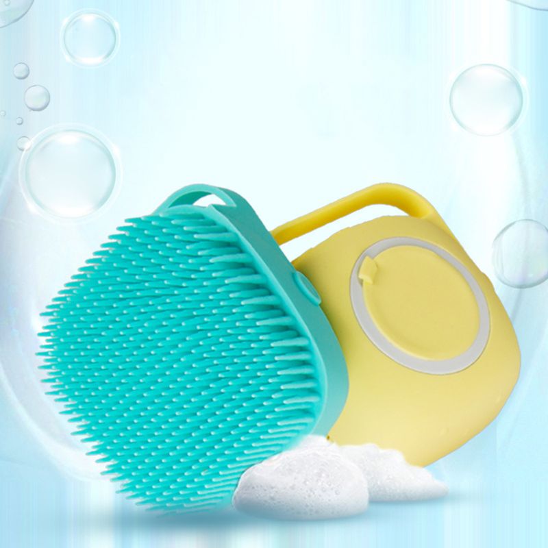 Soft Silicone Bristle Shampoo Dispenser Grooming Pet Brush