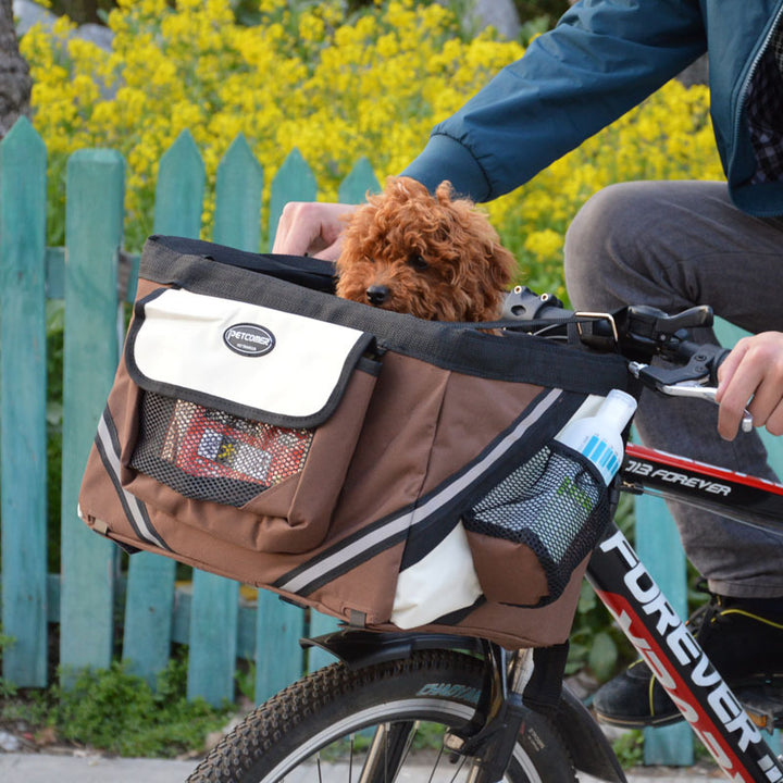 Pet Bicycle Front Carrier Removable Handlebar Basket