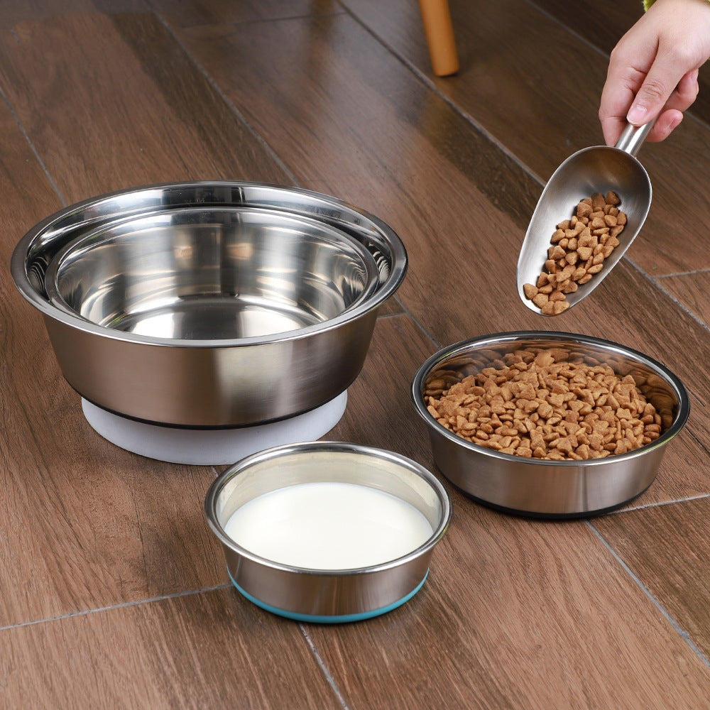 Silicone Stainless Steel Pet Feeding Bowl Durable Food Dish