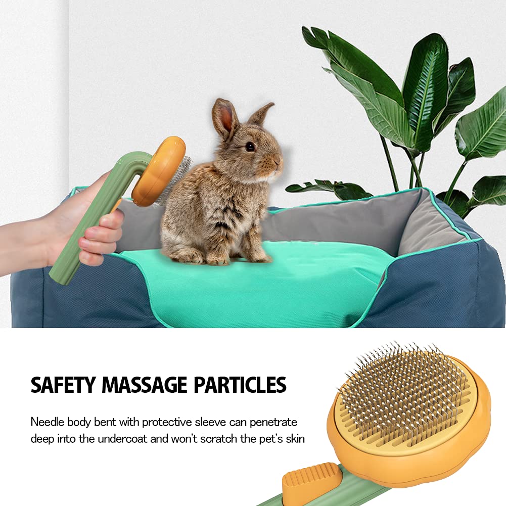 Pumpkin Design Pet Self Cleaning Grooming Slicker Brush