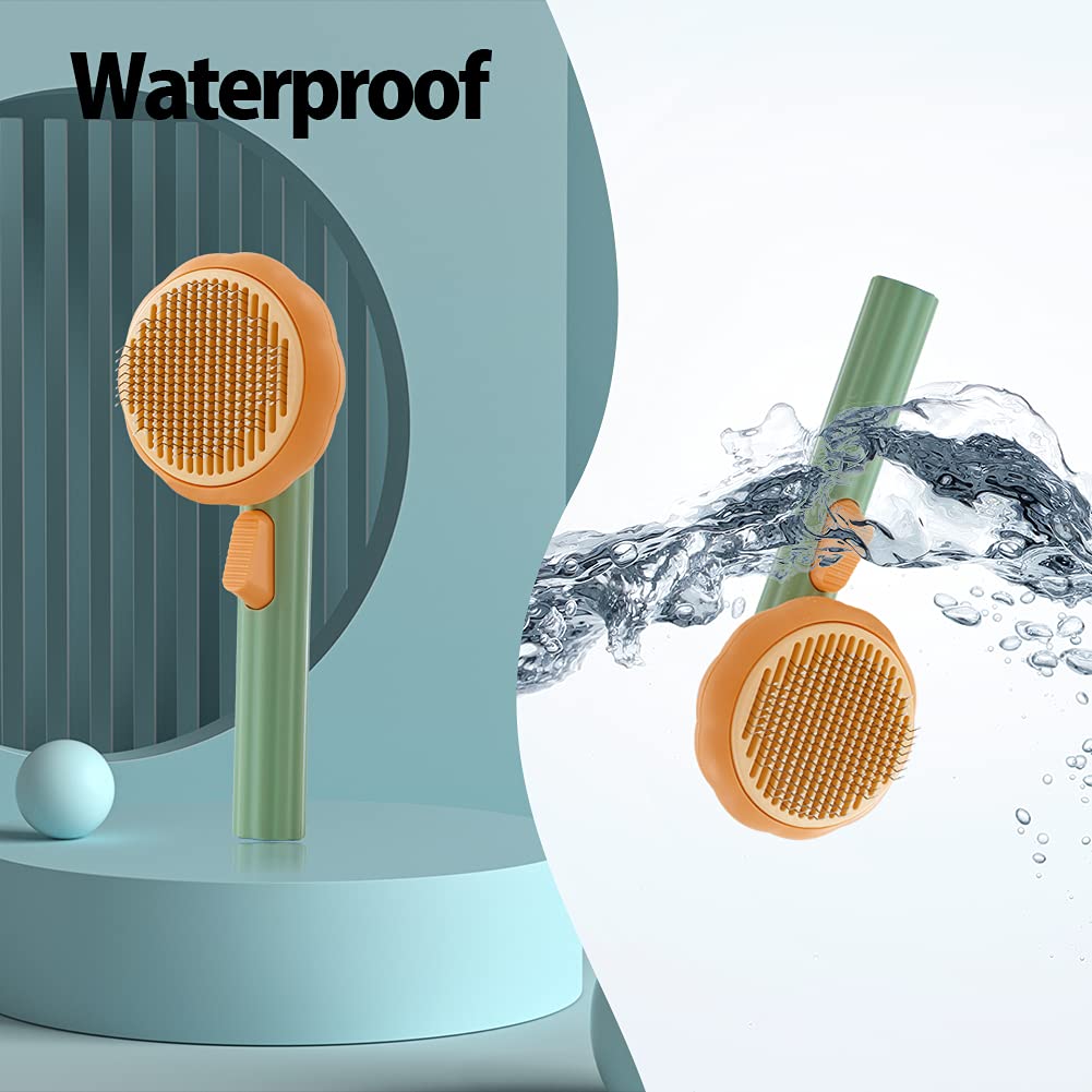 Pumpkin Design Pet Self Cleaning Grooming Slicker Brush