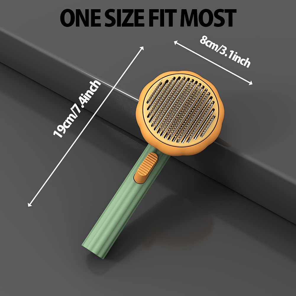 Pumpkin Design Pet Self Cleaning Grooming Slicker Brush