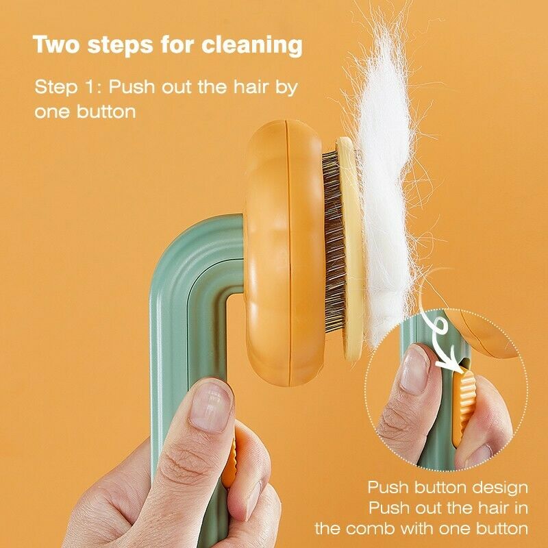 Pumpkin Design Pet Self Cleaning Grooming Slicker Brush