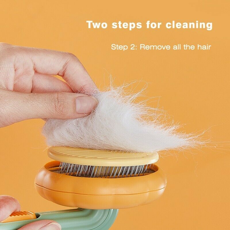 Pumpkin Design Pet Self Cleaning Grooming Slicker Brush