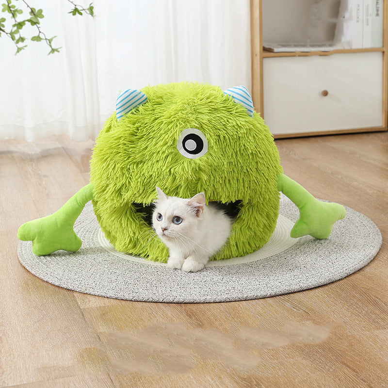 Machine Washable Fluffy Round Pet Calming Bed Non Slip Cushion