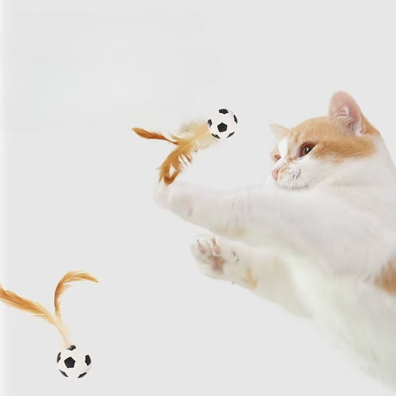 Self-Entertainment Feather Bouncy Balls Interactive Pet Toy