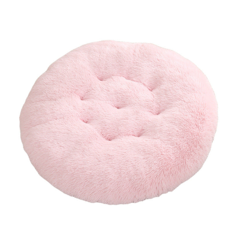 Round Plush Pet Bed Warm Sleeping Mat House