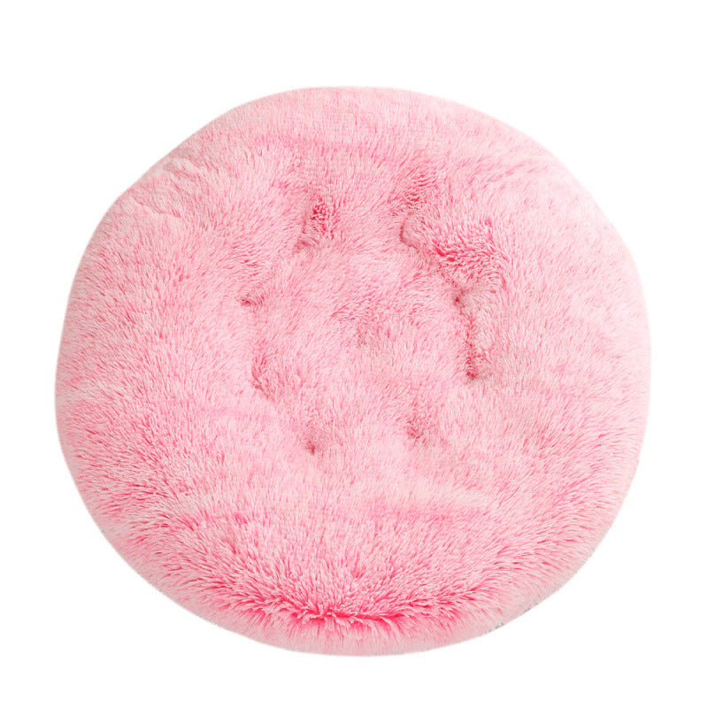 Round Plush Pet Bed Warm Sleeping Mat House