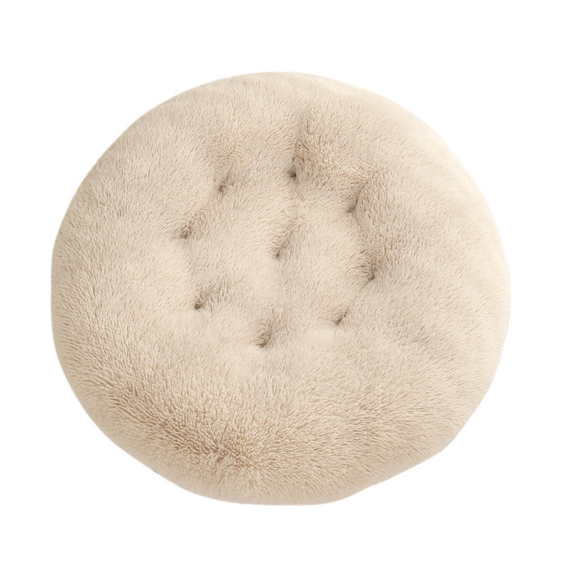 Round Plush Pet Bed Warm Sleeping Mat House