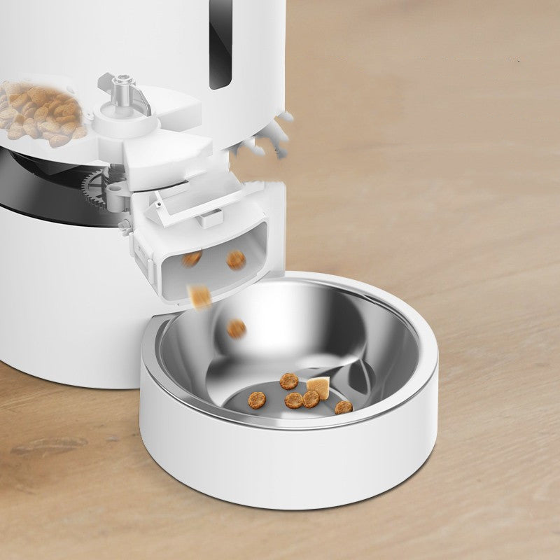 Capsule Style Automatic Pet Feeder Double Bowl System