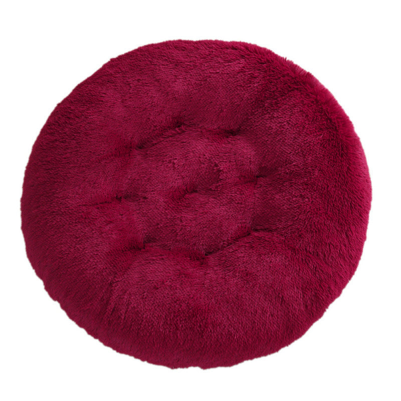 Round Plush Pet Bed Warm Sleeping Mat House