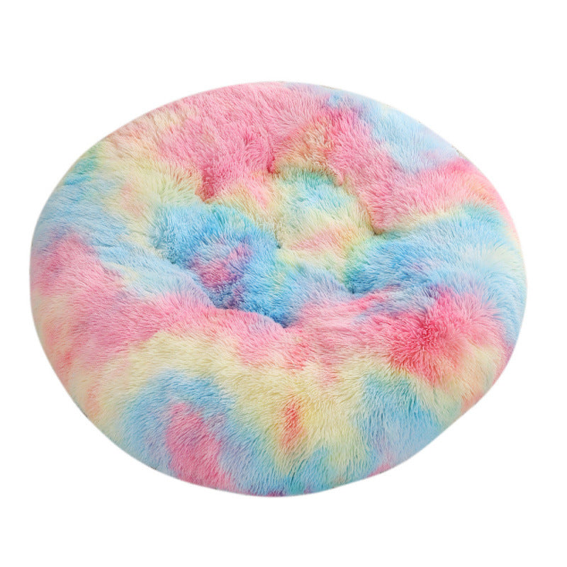 Round Plush Pet Bed Warm Sleeping Mat House