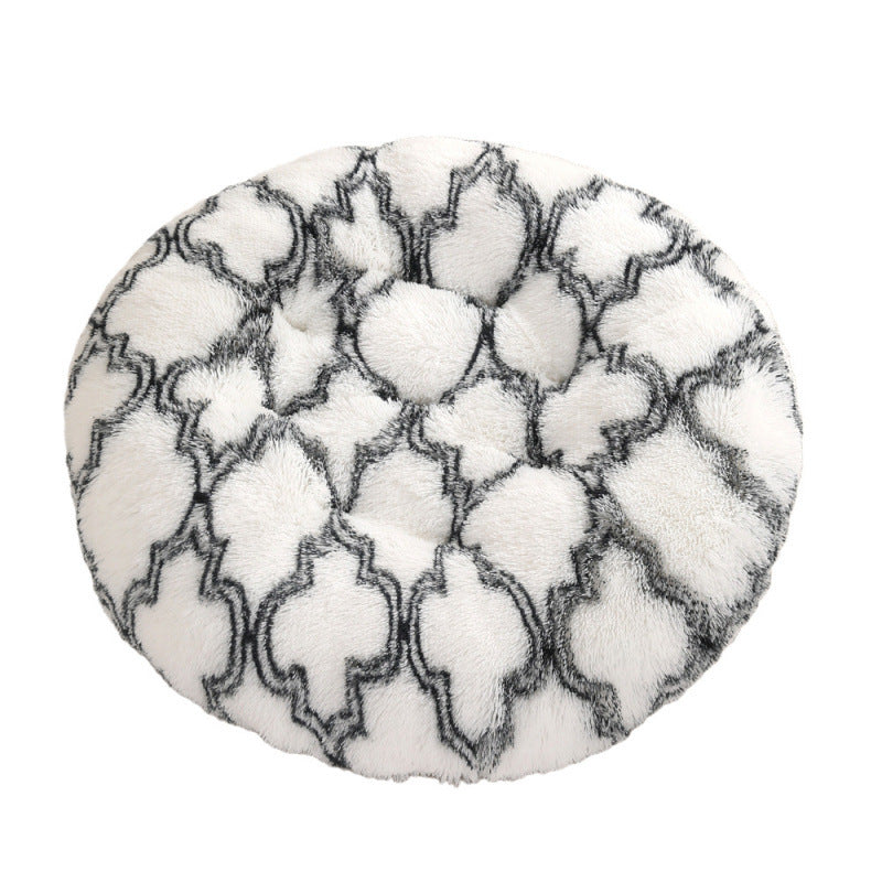 Round Plush Pet Bed Warm Sleeping Mat House