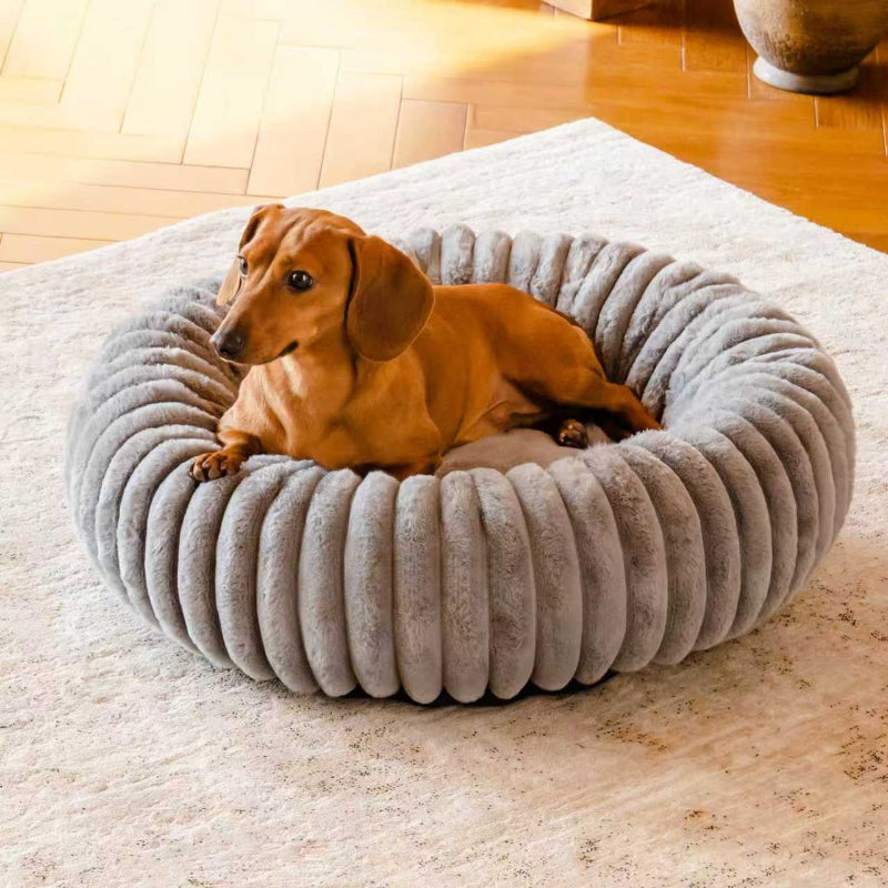 Pet Bed Plush Round Warm Mat Winter Sleeping House