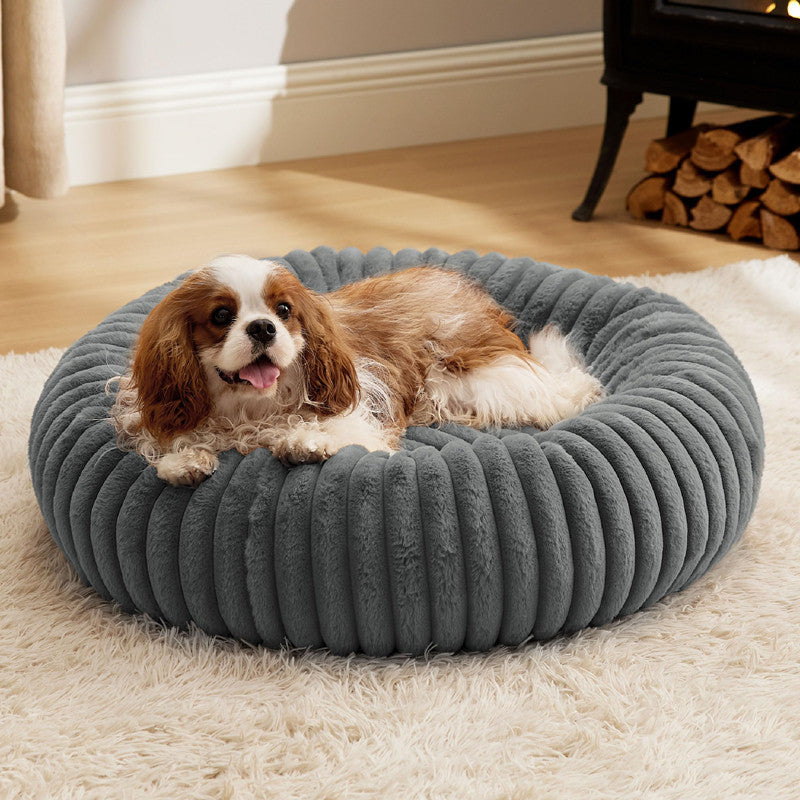 Pet Bed Plush Round Warm Mat Winter Sleeping House