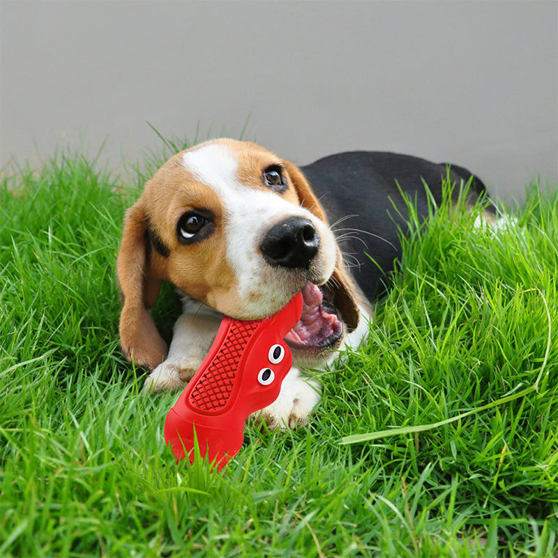 Rugby Shaped Vocal Natural Rubber Teething Chew Pet Toy