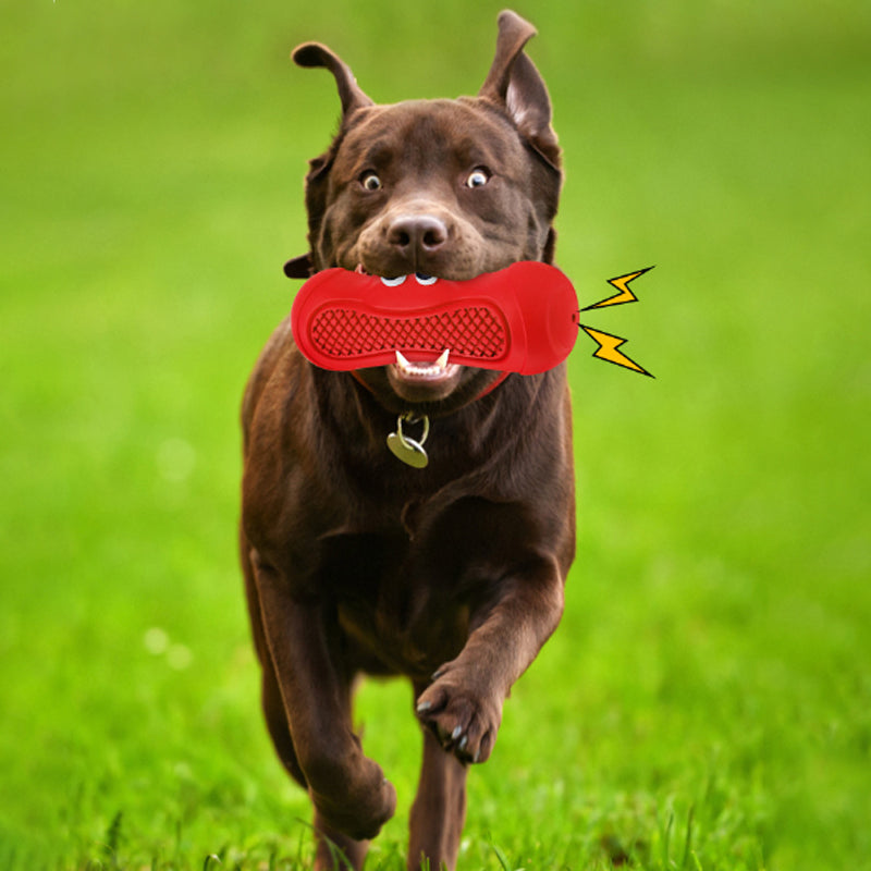 Rugby Shaped Vocal Natural Rubber Teething Chew Pet Toy