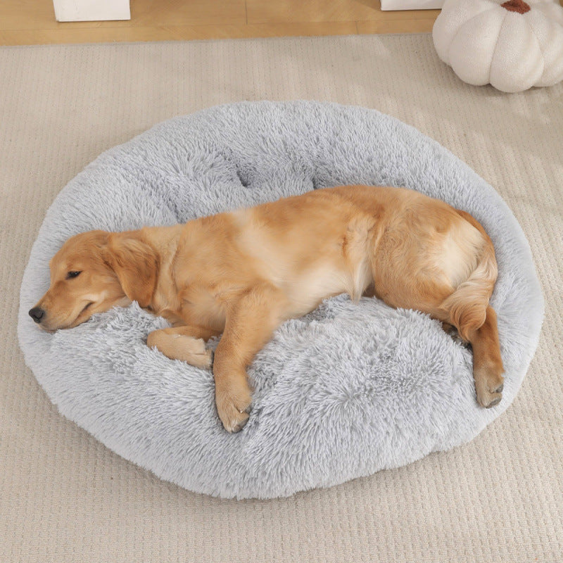 Round Plush Pet Bed Warm Sleeping Mat House