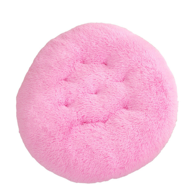 Round Plush Pet Bed Warm Sleeping Mat House