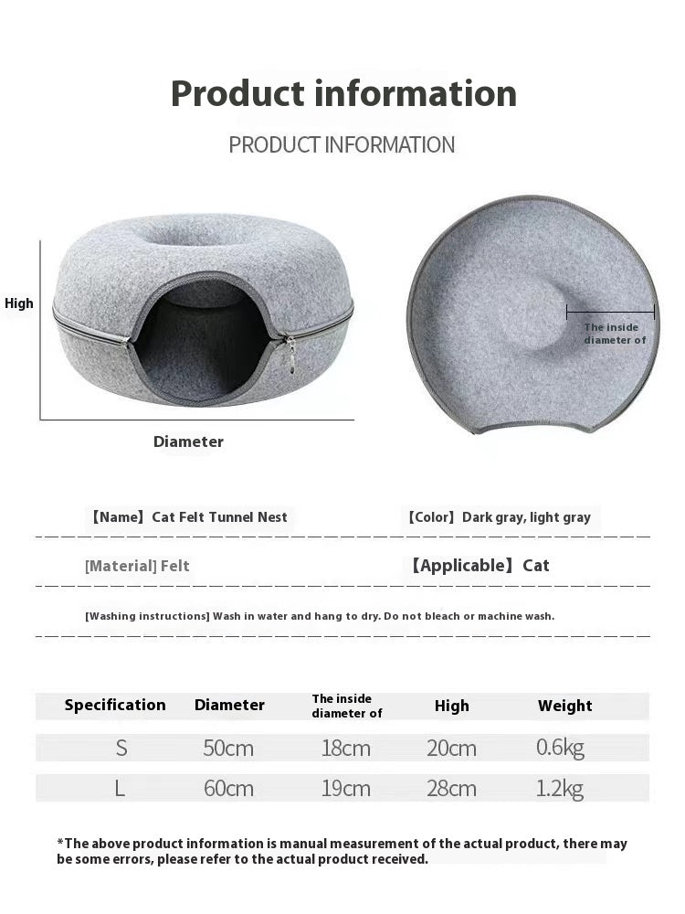 Round Tunnel Pet Bed Comfortable Play And Rest Nest