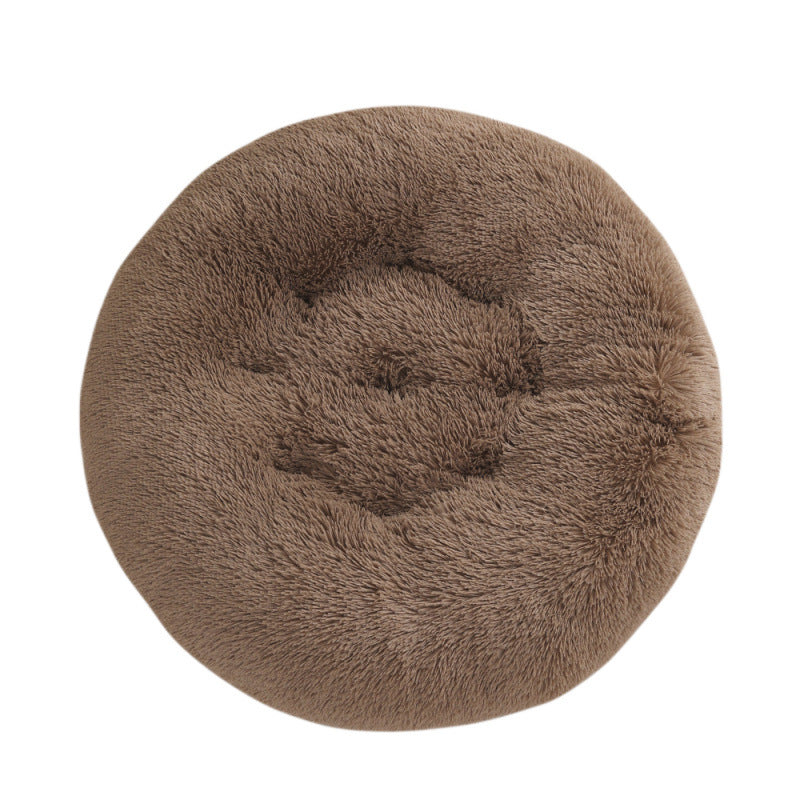 Round Plush Pet Bed Warm Sleeping Mat House