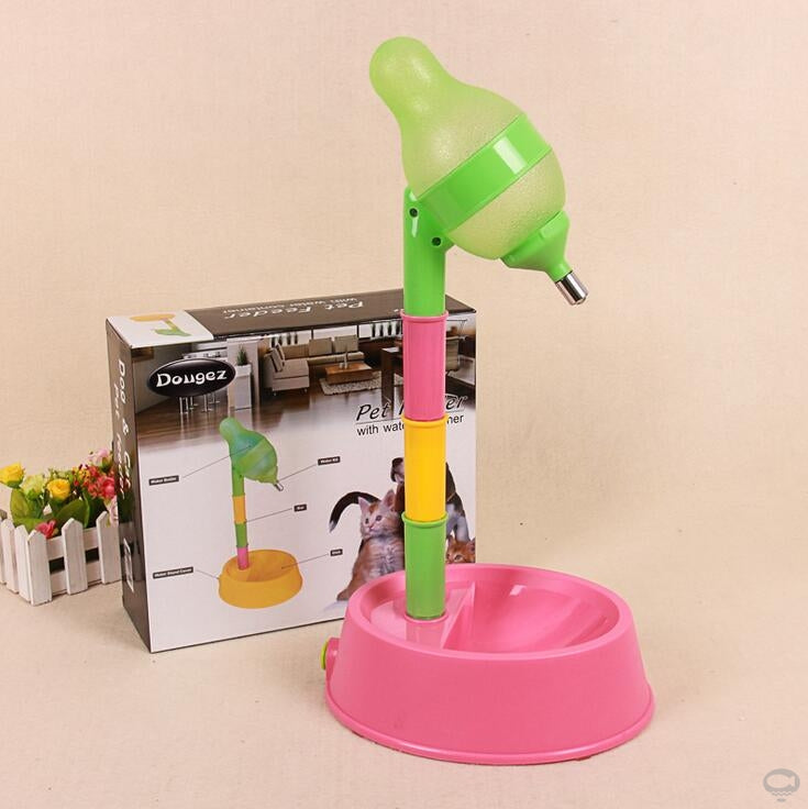 Adjustable Height Pet Water Dispenser Fountain Stand Bowl