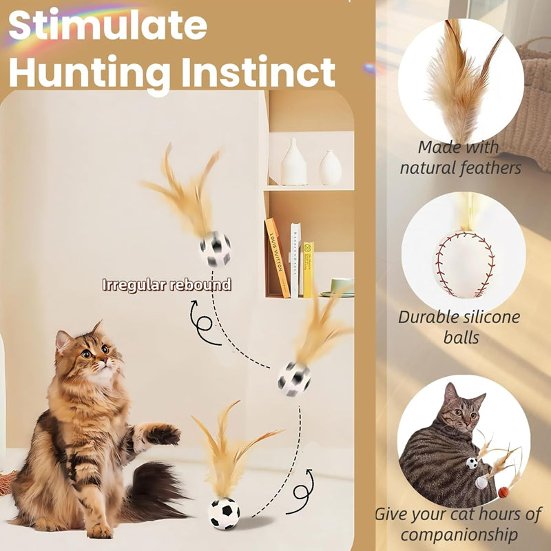 Self-Entertainment Feather Bouncy Balls Interactive Pet Toy