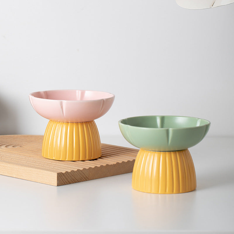 Macaron Color Ceramic Pet Feeding Bowl Food Dish