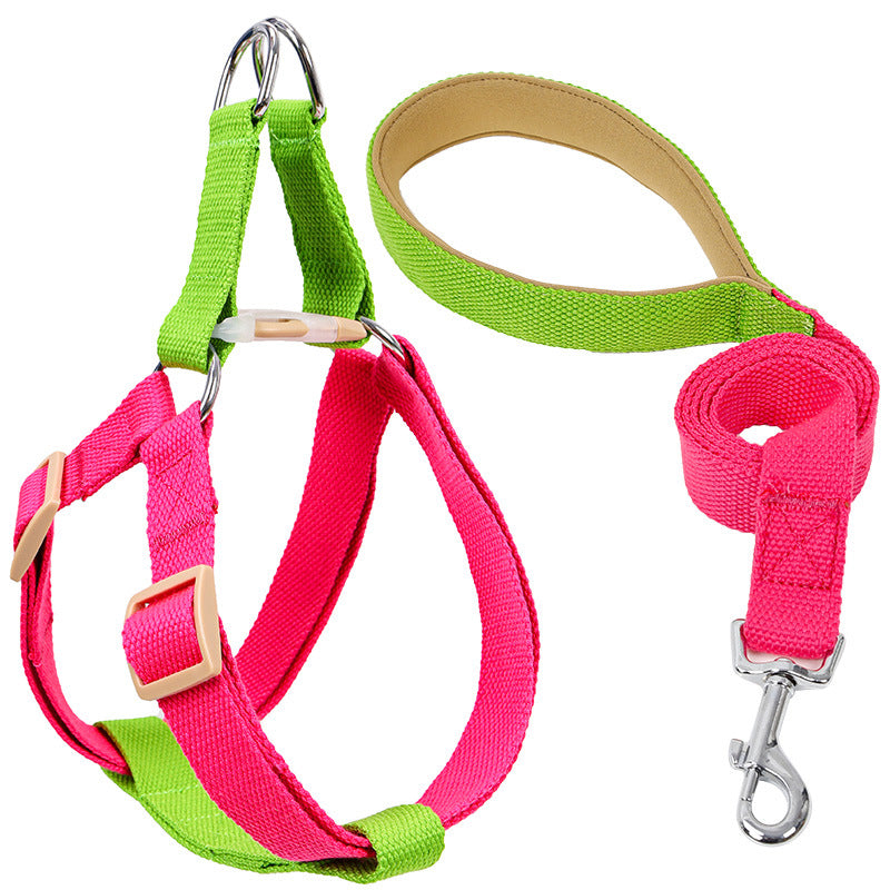 Color Drawstring Pet Vest Style Harness Leash Adjustable Walking Lead