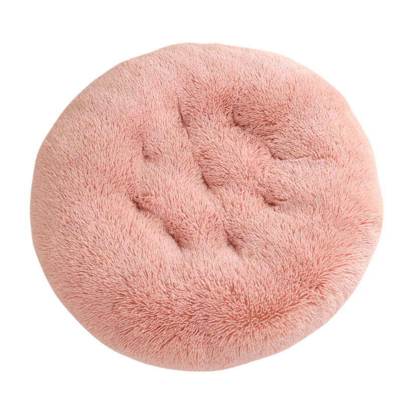 Round Plush Pet Bed Warm Sleeping Mat House