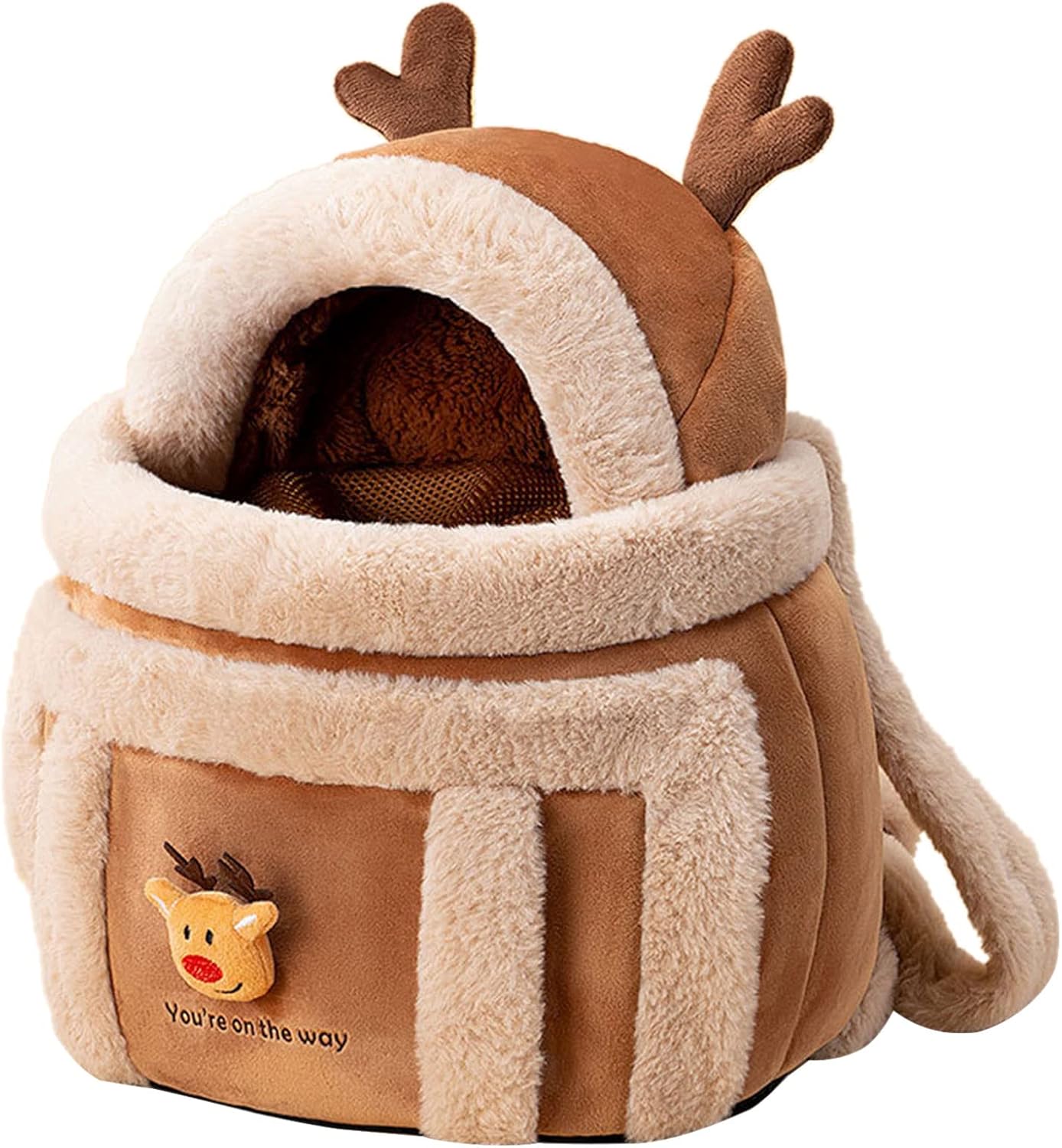 Pet Carrier Backpack Winter Plush Travel Bag