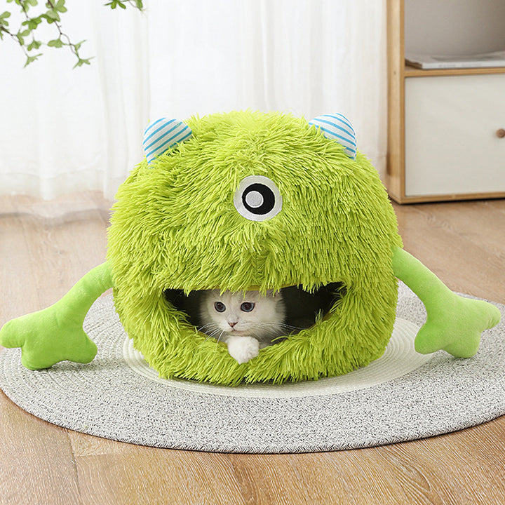 Machine Washable Fluffy Round Pet Calming Bed Non Slip Cushion