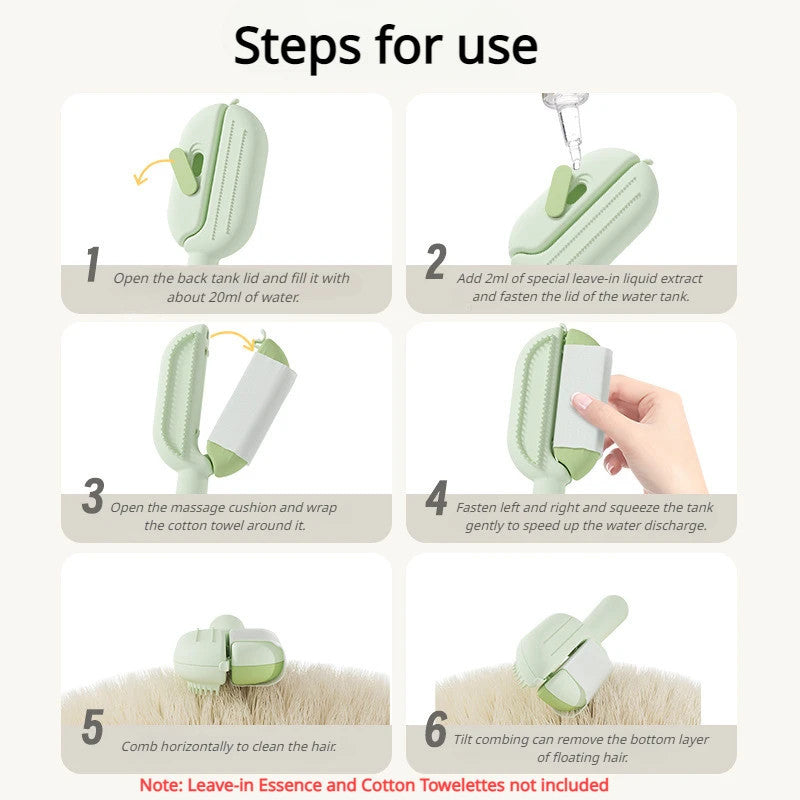 Pet Grooming Comb With Water Tank Hair Removal Cleaning Brush