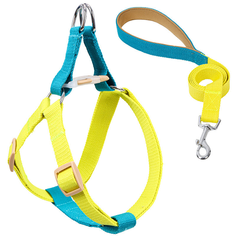 Color Drawstring Pet Vest Style Harness Leash Adjustable Walking Lead
