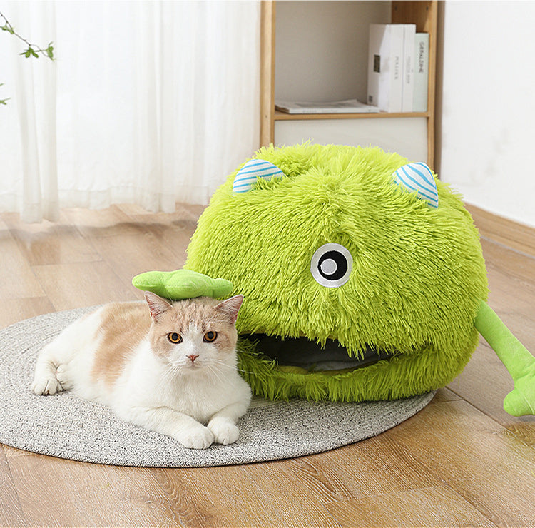 Machine Washable Fluffy Round Pet Calming Bed Non Slip Cushion