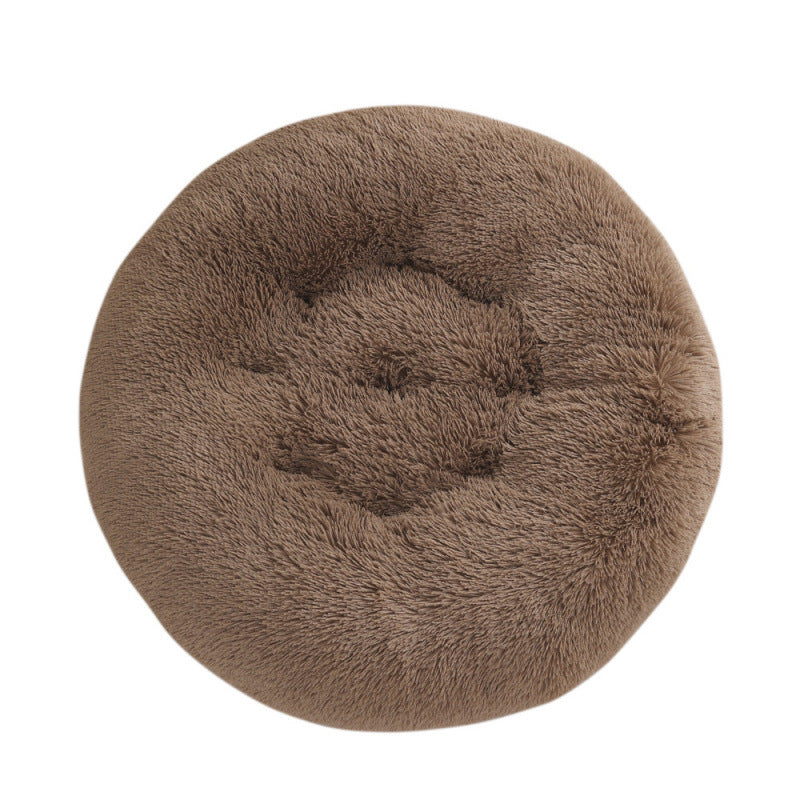 Round Plush Pet Bed Warm Sleeping Mat House
