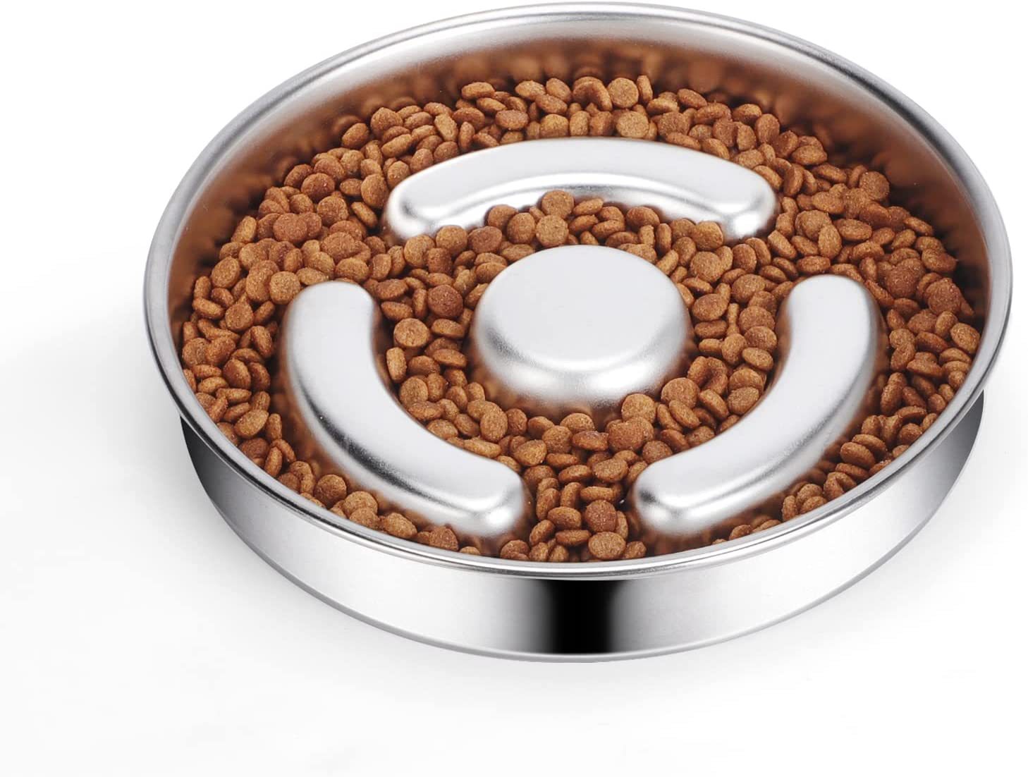 Stainless Steel Pet Slow Feeding Bowl Neck Protector Design