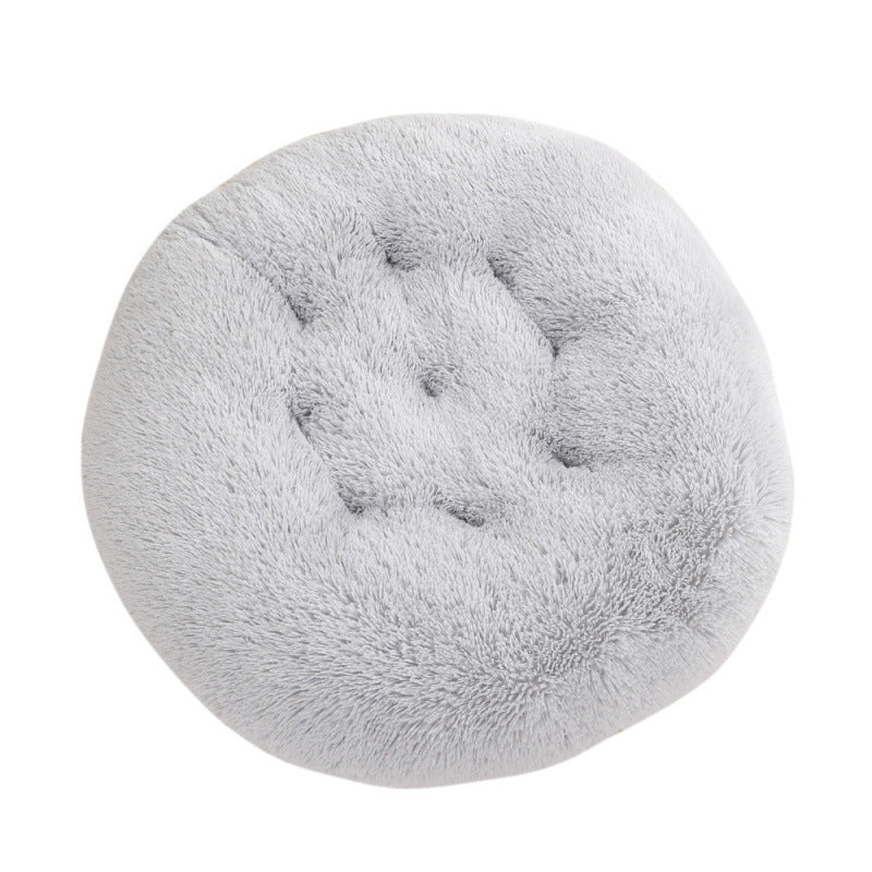 Round Plush Pet Bed Warm Sleeping Mat House