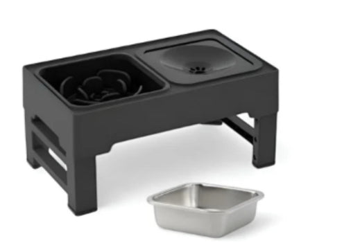 Adjustable Height Pet Double Bowl Stand Feeder Set