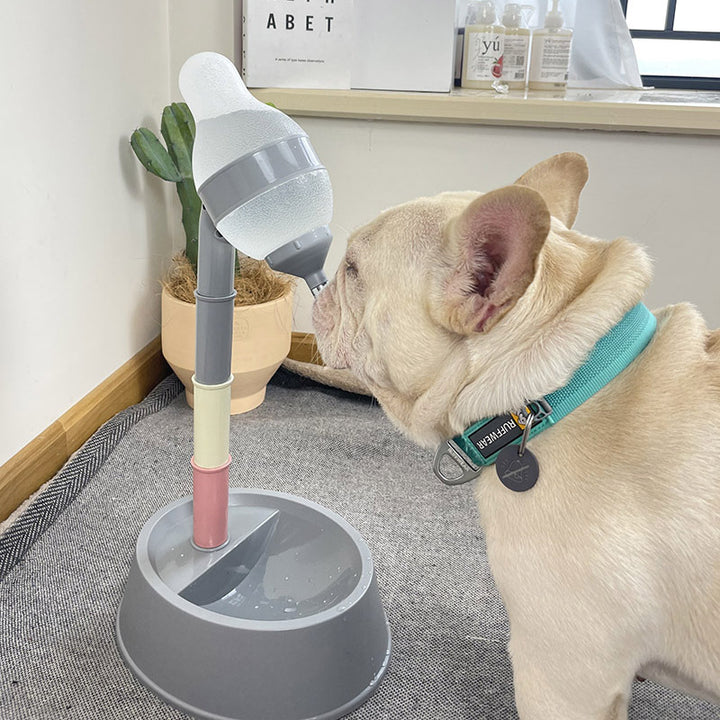 Adjustable Height Pet Water Dispenser Fountain Stand Bowl