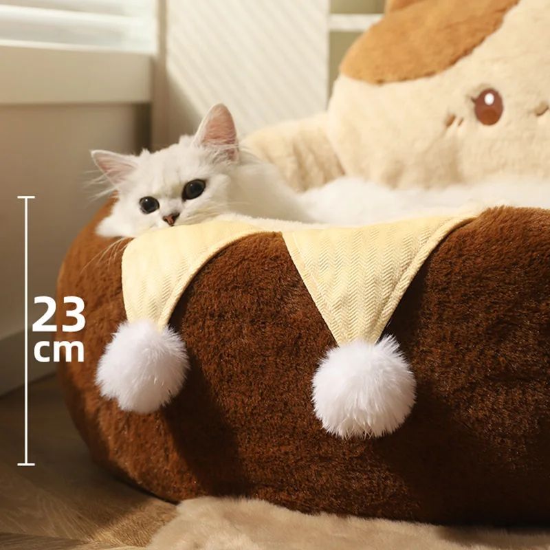 Round Plush Pet Sofa Bed Winter Warm Deep Sleep Cushion