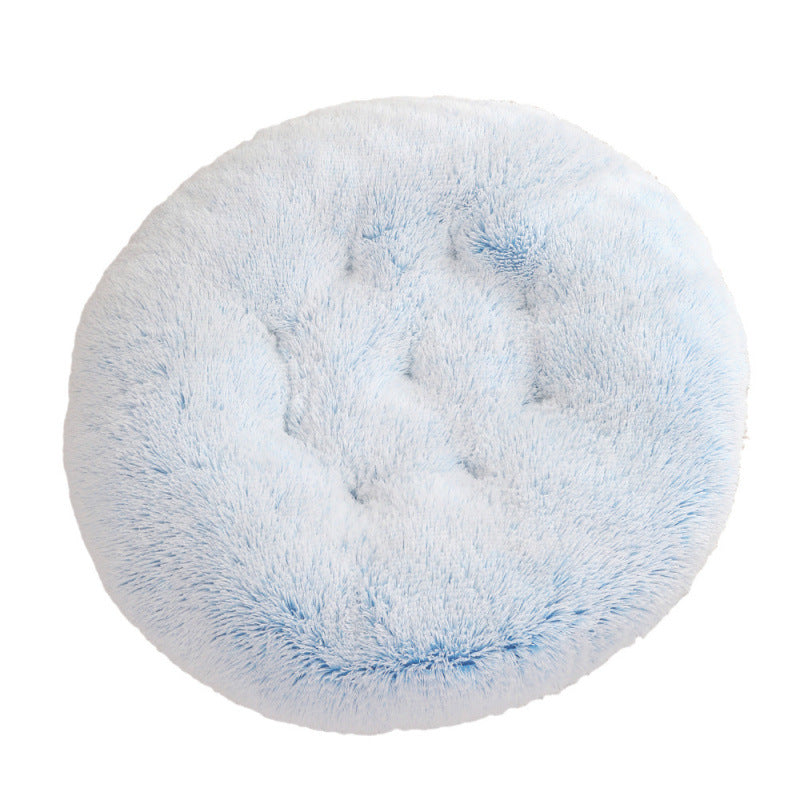Round Plush Pet Bed Warm Sleeping Mat House