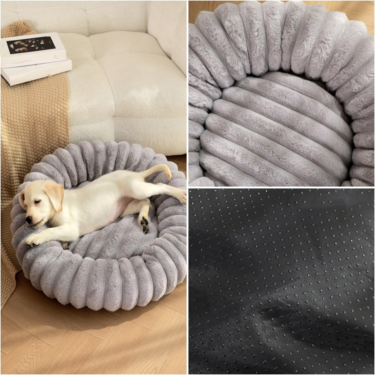 Plush Round Pet Nest Warm Winter Sleeping Bed Cozy Kennel