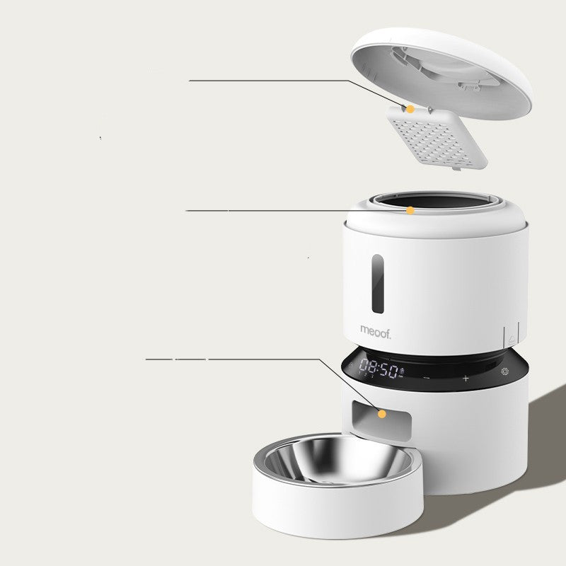 Capsule Style Automatic Pet Feeder Double Bowl System