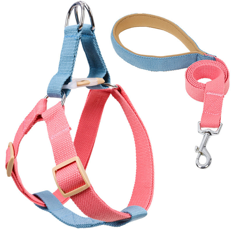 Color Drawstring Pet Vest Style Harness Leash Adjustable Walking Lead