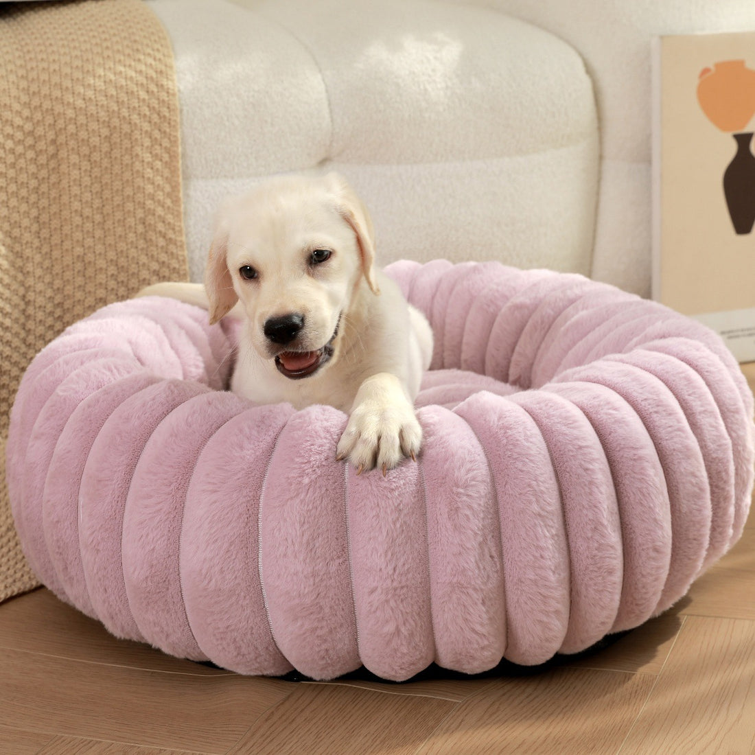 Plush Round Pet Nest Warm Winter Sleeping Bed Cozy Kennel